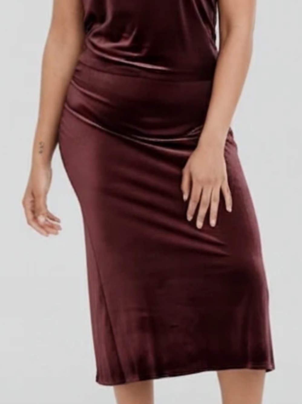 Old Navy Wine Velvet Midi Slip Skirt